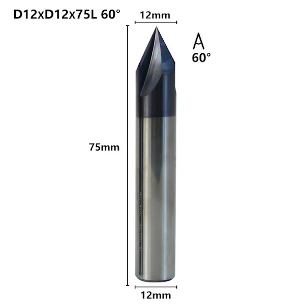 Fresa de Chanfro 60° 3 Facas 12,0 mm Metal Duro HRC50 AlTiN