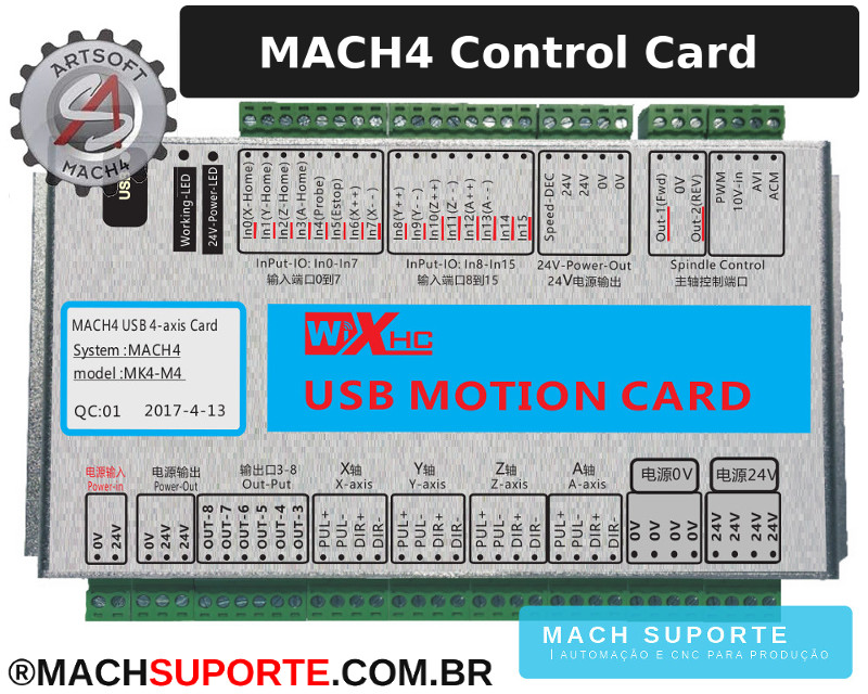 Interface Placa Controladora CNC Porta USB XHC-M4 MK4-IV 4 Eixos para Mach4