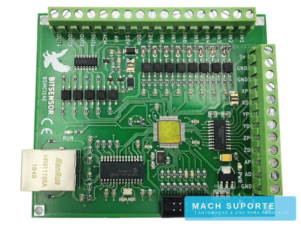 Interface Placa Controladora CNC Porta Ethernet Wifi 4 Eixos Bitsensor BSMCI14E para Mach3