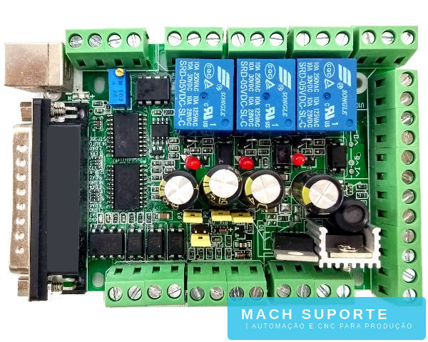 Interface Placa Controladora CNC Porta Paralela DB25 6 Eixos + 3 Relés para Mach3