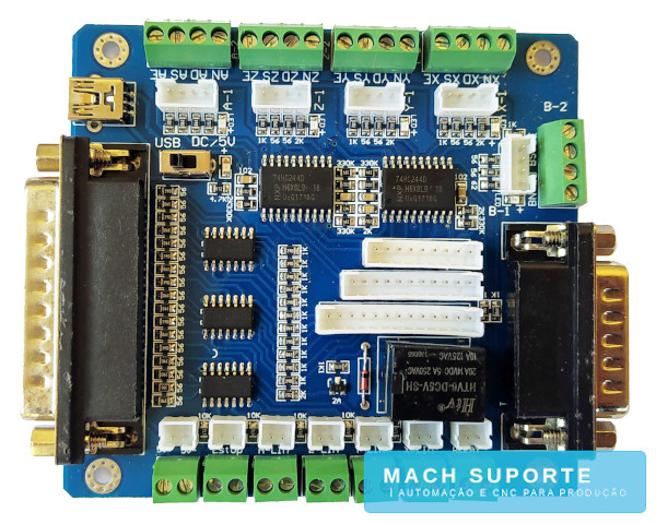 Interface Placa Controladora CNC Porta Paralela DB25 HY-JK02-M5 5 Eixos para Mach3