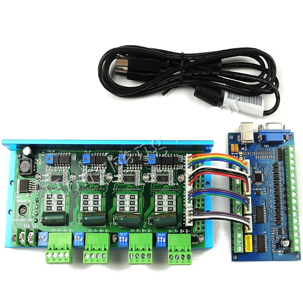 Placa Controladora CNC Semi-Integrada CNC4X TB6600 c/ Porta USB 4 Eixos para Mach3
